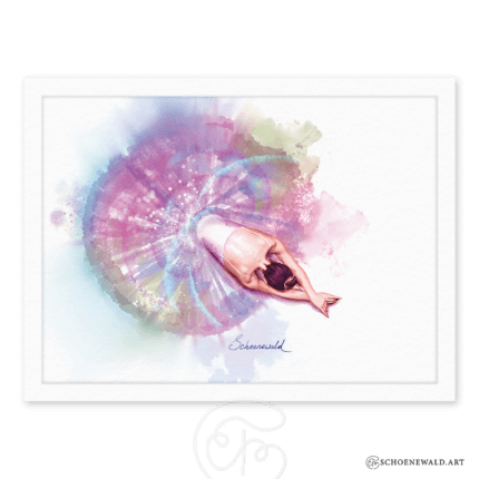 Print of a hand-painted watercolor of a ballerina in rose colors, part of the "Ballerinas" series by Schoenewald.art